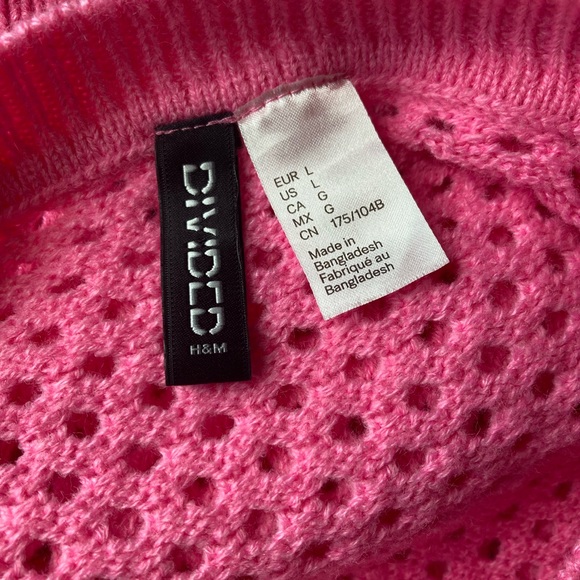 H&M Divided crop Pink Knit Short Sleeve Sweater, size large - Picture 7 of 10